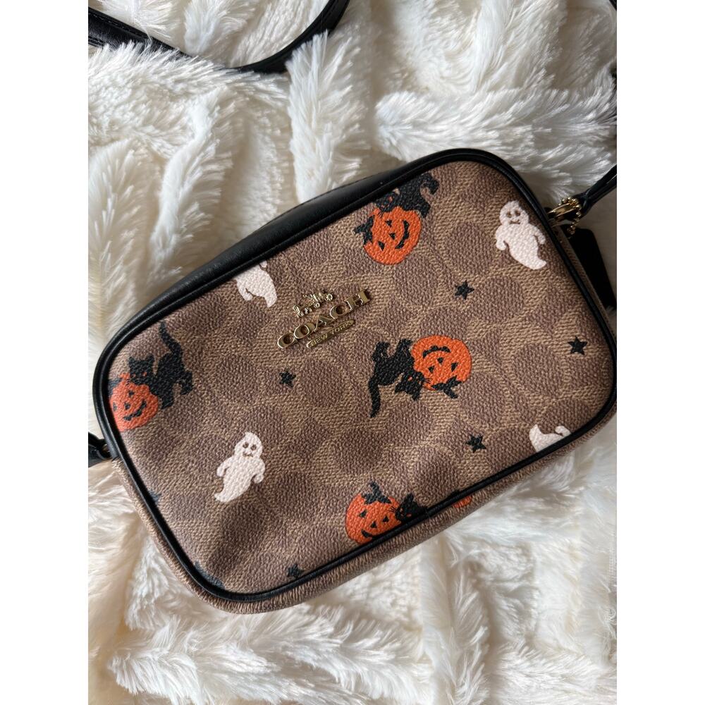 Coach Halloween Mini Jamie Camera Crossbody Bag Signature Ghost Pumpkin Cat 2024 - Picture 3 of 7
